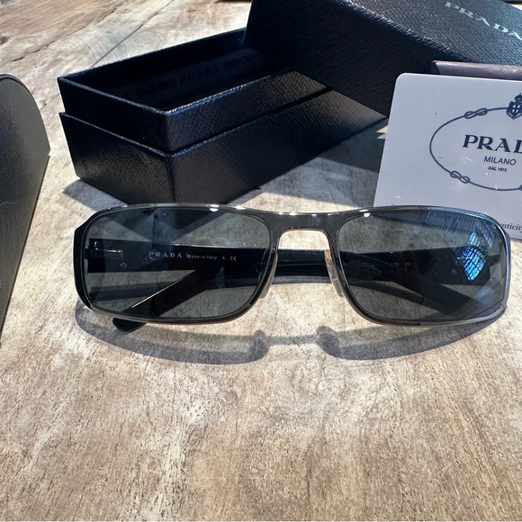 Prada Sleek Black Rectangular Sunglasses - Picture 2 of 5